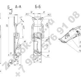 Замок W-568/1 под пломбу (никель) чертеж