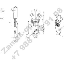 Замок Z-518 (нержавеющая сталь) чертеж Замок Z-518 (нержавеющая сталь) чертеж
