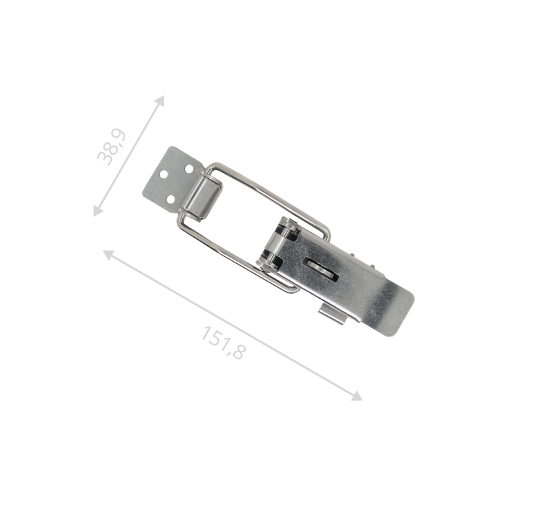 Замок-защелка с пружинным фиксатором L-130 под пломбу (нержавеющая сталь)